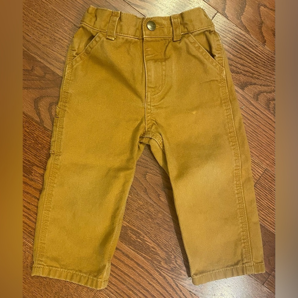 Carhartt Carpenter Jeans Sz 18 Months Brown Elastic Waist 6 Pockets